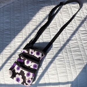 Floral Crossbody Bag - Purple and Black